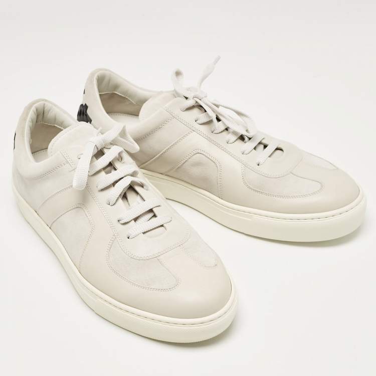 Pre Owned Bottega Veneta White Leather and Suede Low Top Sneakers Size 43