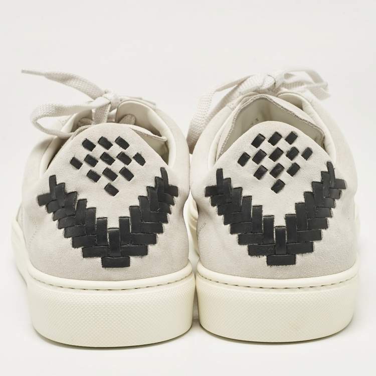 Pre Owned Bottega Veneta White Leather and Suede Low Top Sneakers Size 43