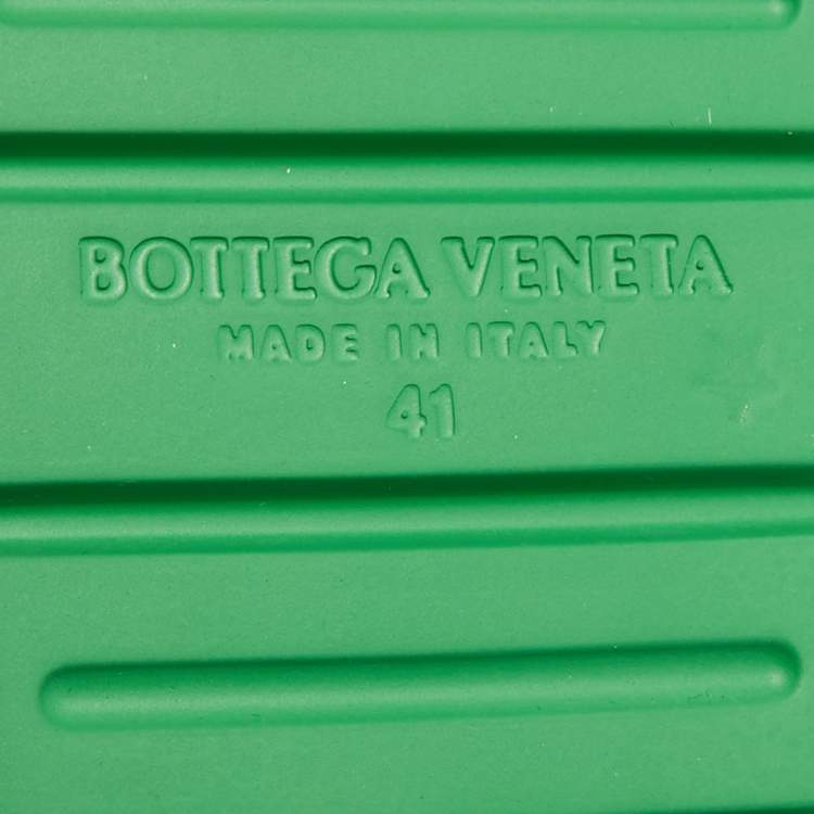 Pre Owned Bottega Veneta Green Rubber Lace Up Flat Sandals Size 41