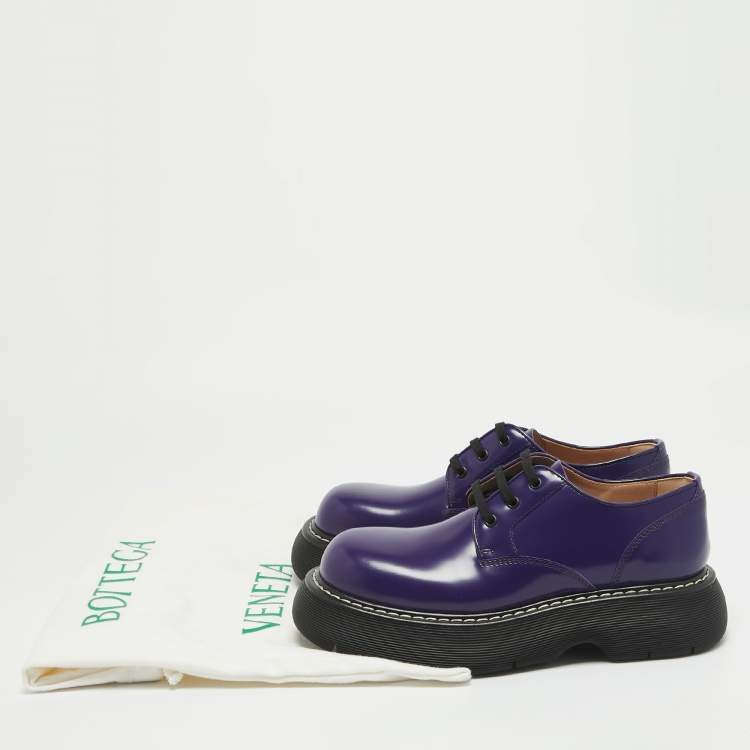 Pre Owned Bottega Veneta Purple Brushed Leather Swell Derby Size 41