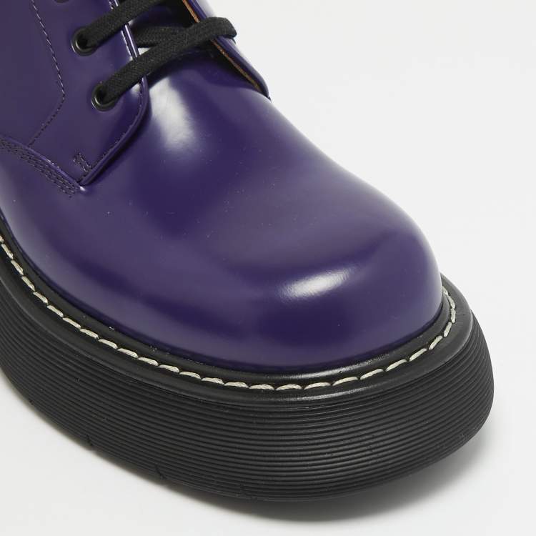 Pre Owned Bottega Veneta Purple Brushed Leather Swell Derby Size 41