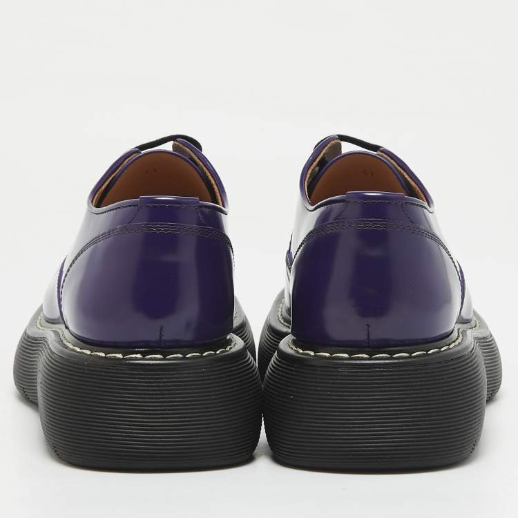 Pre Owned Bottega Veneta Purple Brushed Leather Swell Derby Size 41