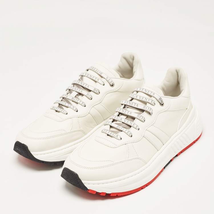 Pre Owned Bottega Veneta White Leather Speedster Sneakers Size 44 