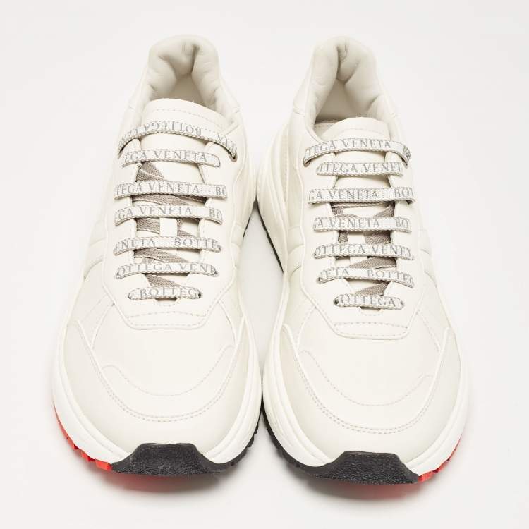 Pre Owned Bottega Veneta White Leather Speedster Sneakers Size 44 