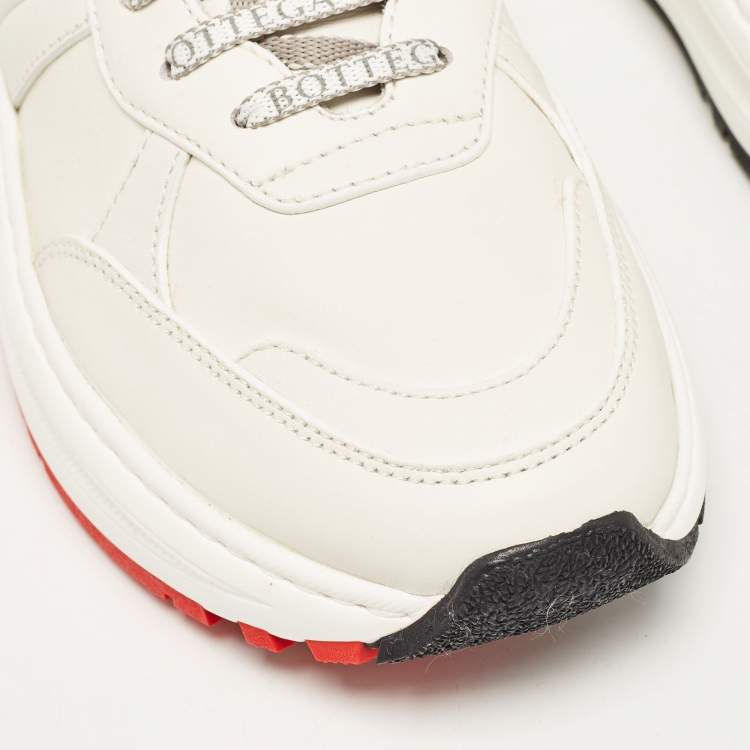 Pre Owned Bottega Veneta White Leather Speedster Sneakers Size 44 