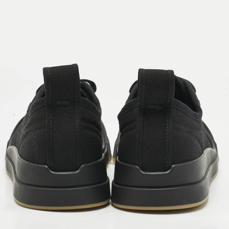 Pre Owned Bottega Veneta Black Canvas Vulcanized Sneakers Size 44
