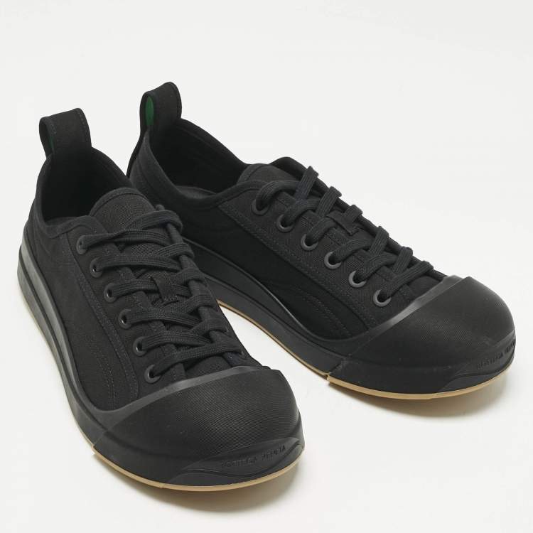 Pre Owned Bottega Veneta Black Canvas Vulcanized Sneakers Size 44