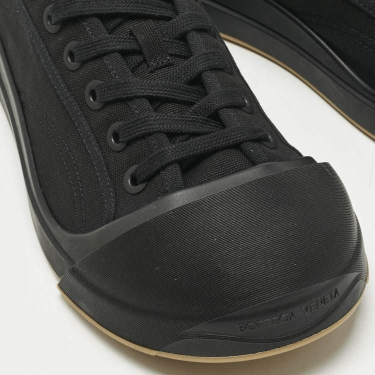Pre Owned Bottega Veneta Black Canvas Vulcanized Sneakers Size 44