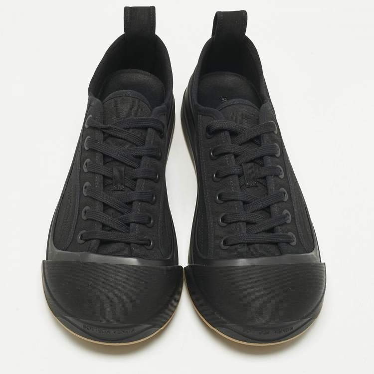 Pre Owned Bottega Veneta Black Canvas Vulcanized Sneakers Size 44