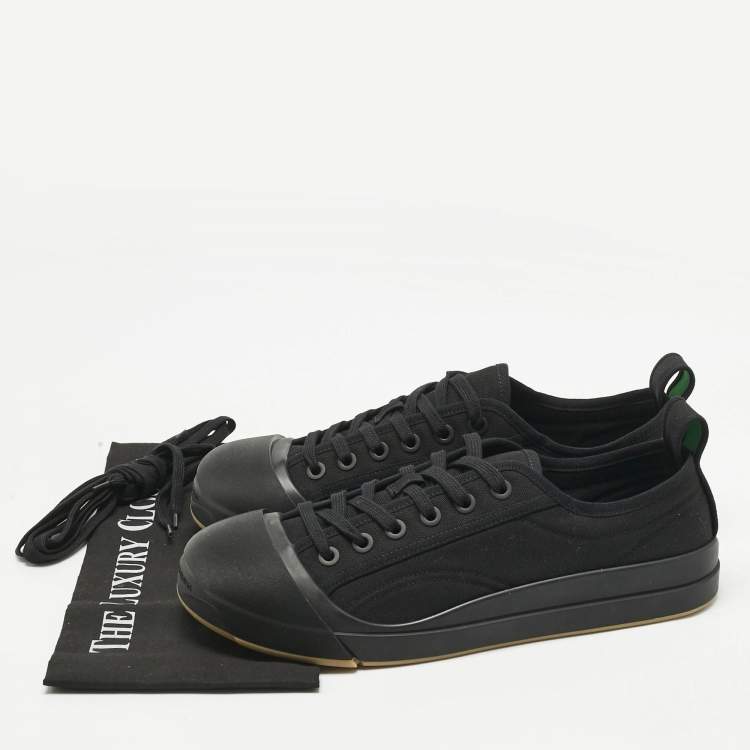 Pre Owned Bottega Veneta Black Canvas Vulcanized Sneakers Size 44