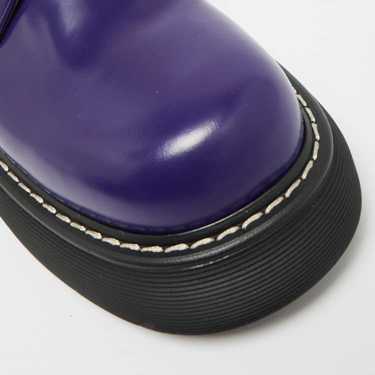 Pre Owned Bottega Veneta The Bounce Swell  Purple Brushed Leather Lace Up Derby  Size 43