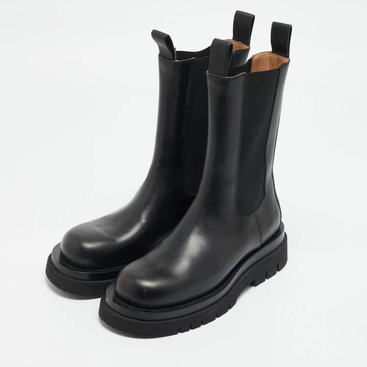 مملوكة مسبقًا Bottega Veneta Lug Size 40 Black Leather Chelsea Boots