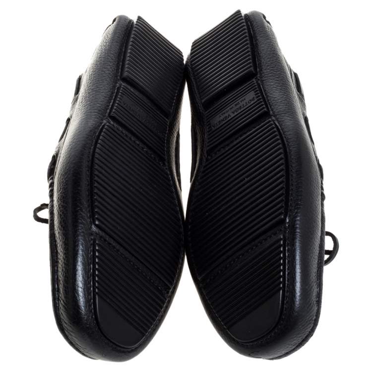 Pre Owned Bottega Veneta Black Intrecciato Leather Cervo Wave Driver Bow Loafers Size 40