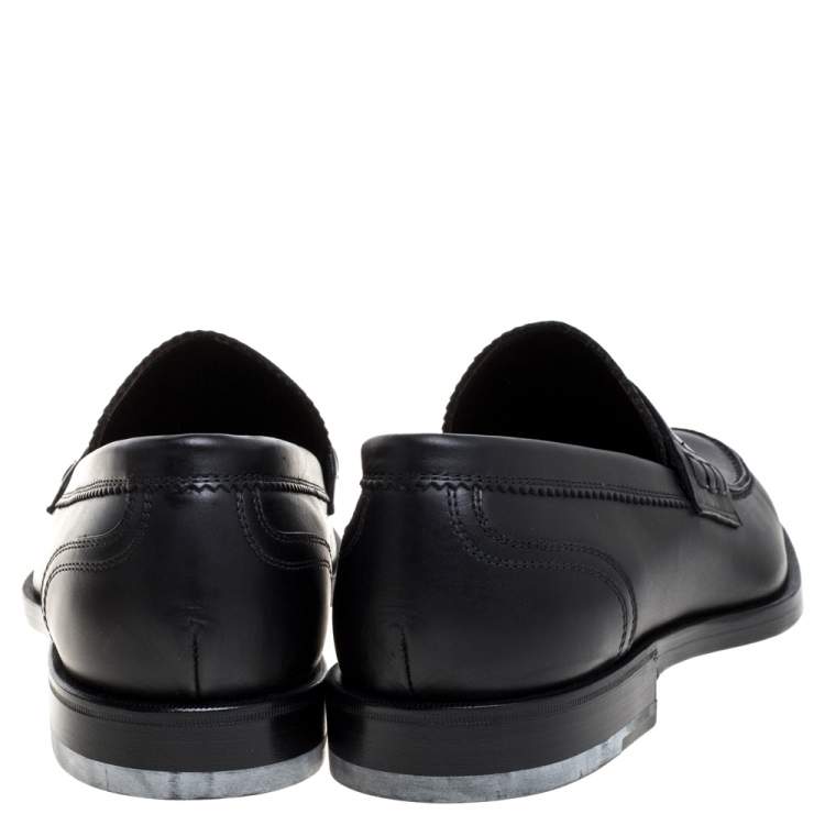 Pre Owned Bottega Veneta Black Leather Penny Loafers Size 42.5