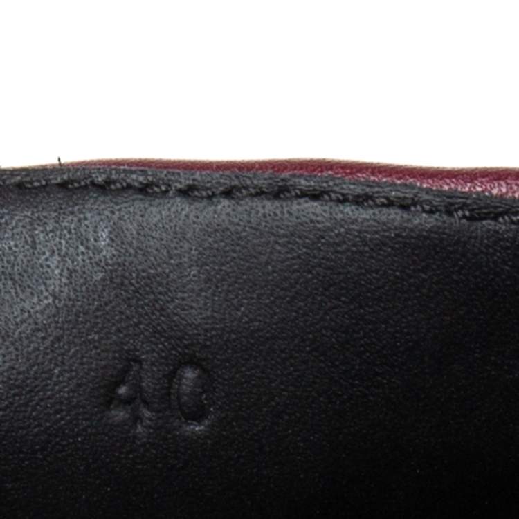 Pre Owned Bottega Veneta Burgundy Intrecciato Leather Flat Slides Size 40