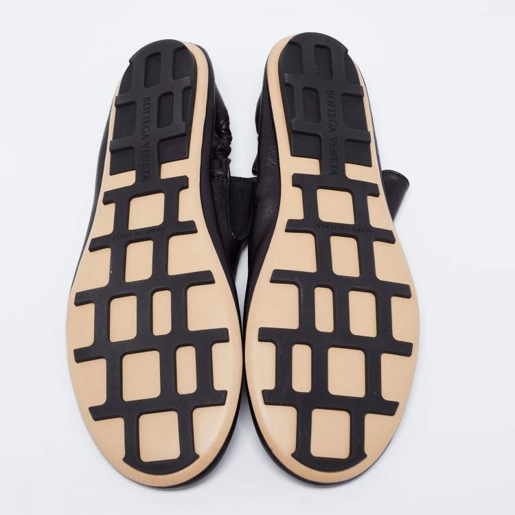 Pre Owned Bottega Veneta Black Leather Scrunch Smoking Slippers Size 43