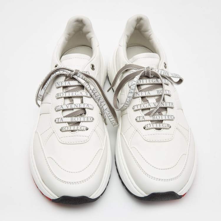 Pre Owned Bottega Veneta White Leather Speedster Sneakers Size 40.5 