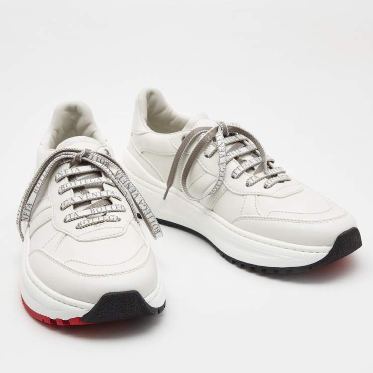 Pre Owned Bottega Veneta White Leather Speedster Sneakers Size 40.5 