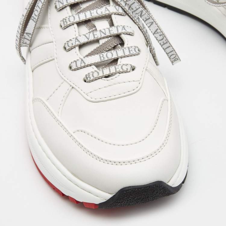 Pre Owned Bottega Veneta White Leather Speedster Sneakers Size 40.5 