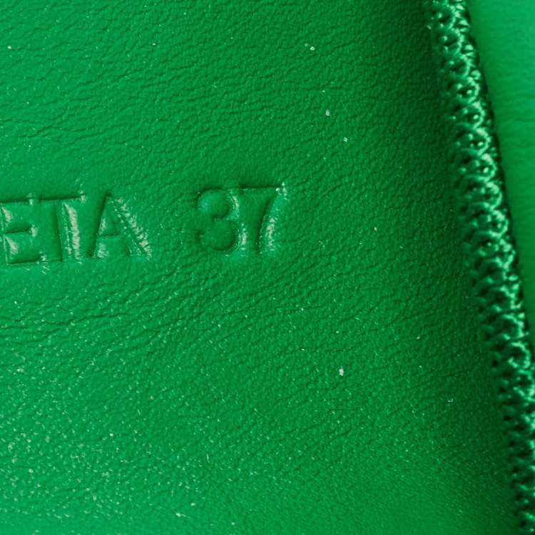 Pre Owned Bottega Veneta Green Leather Lace Up Sneakers Size 37