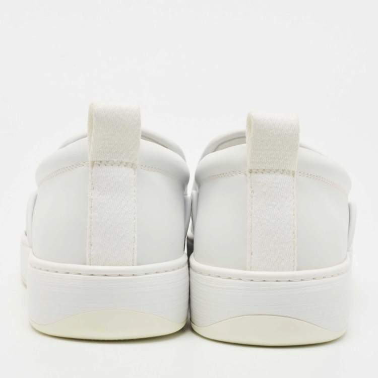 Pre Owned Bottega Veneta White Intrecciato Leather Dodger Sneakers Size 42