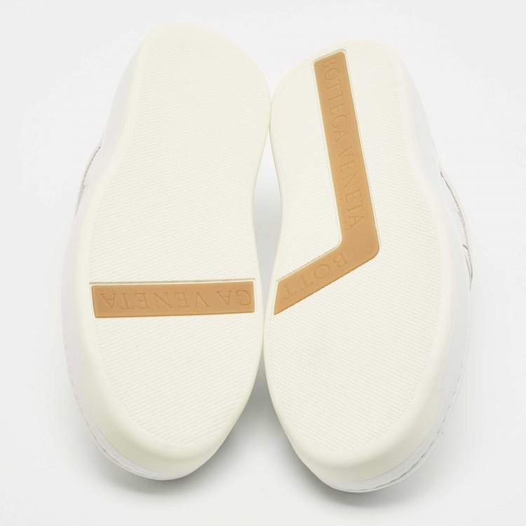 Pre Owned Bottega Veneta White Intrecciato Leather Dodger Sneakers Size 42