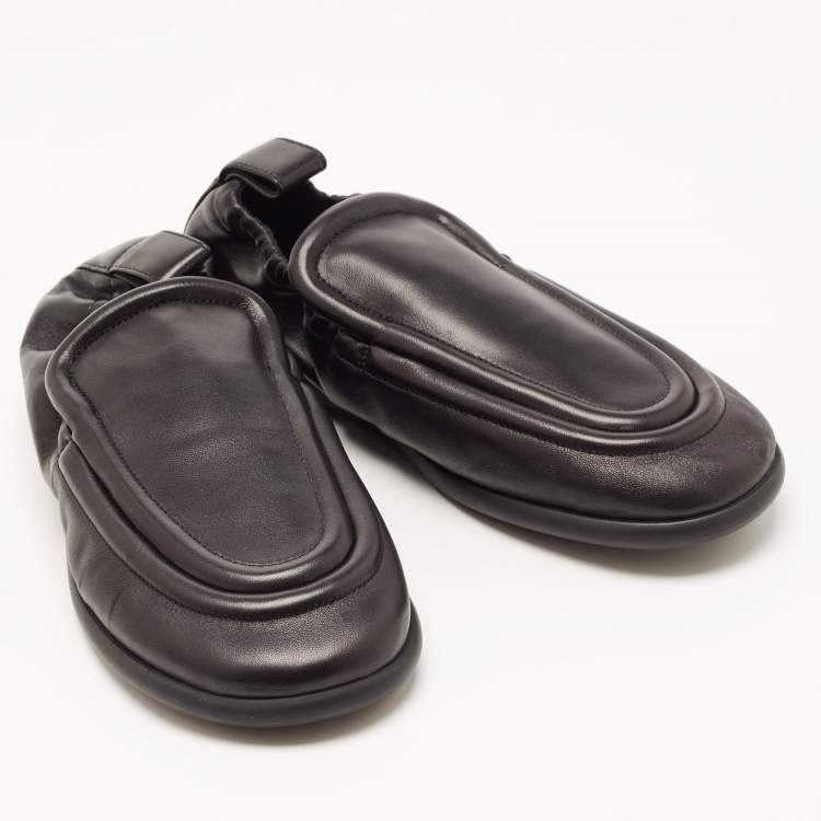 Pre Owned Bottega Veneta Black Leather Lagoon Elastic Loafer Size 43
