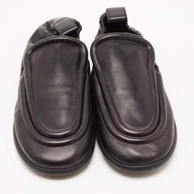 Pre Owned Bottega Veneta Black Leather Lagoon Elastic Loafer Size 43