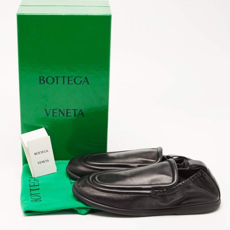 Pre Owned Bottega Veneta Black Leather Lagoon Elastic Loafer Size 43