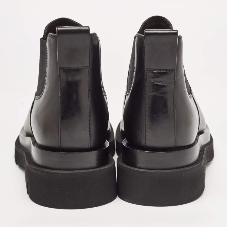 Pre Owned Bottega Veneta Black Leather Platform Chelsea Boots Size 41