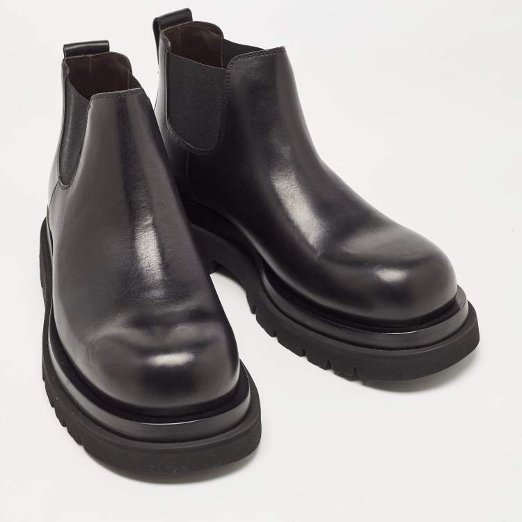 Pre Owned Bottega Veneta Black Leather Platform Chelsea Boots Size 41