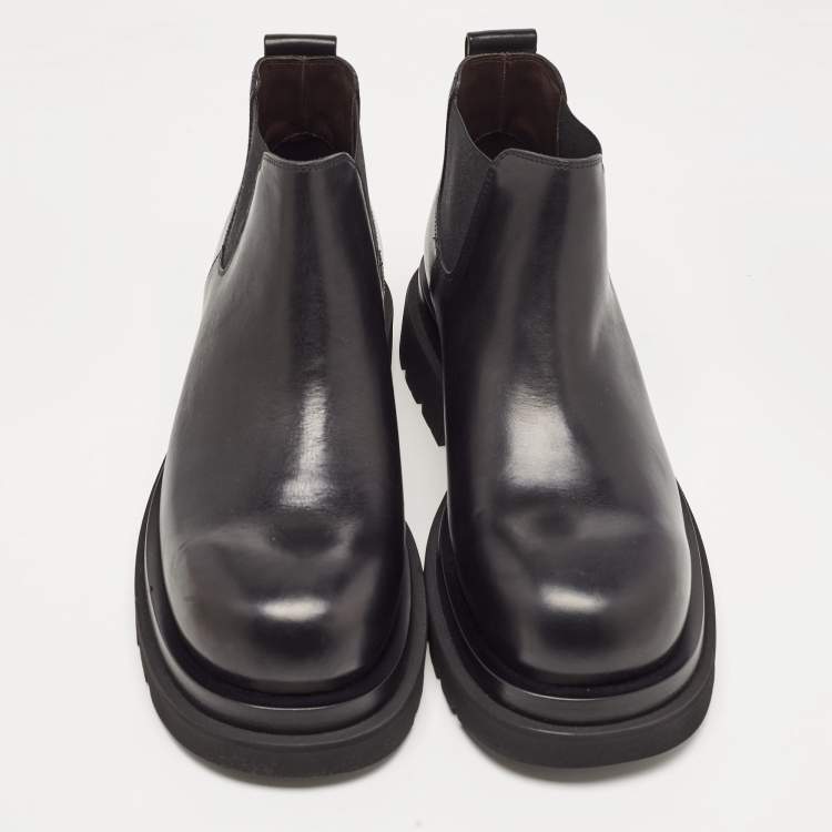 Pre Owned Bottega Veneta Black Leather Platform Chelsea Boots Size 41