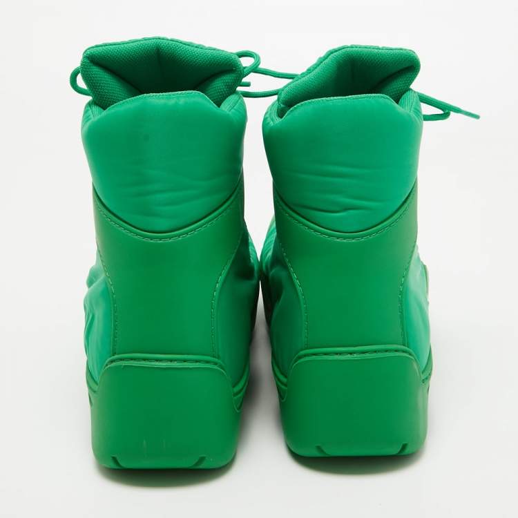 Pre Owned Bottega Veneta Green Nylon Puddle Bomber Boots Size 42