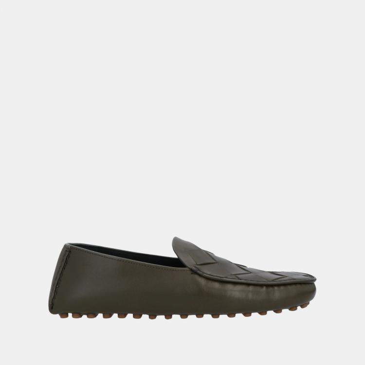 Pre Owned Bottega Veneta Leather Slip On Loafers Size 41