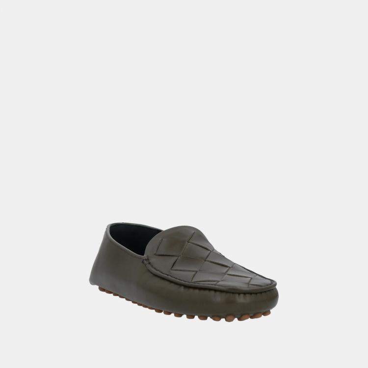 Pre Owned Bottega Veneta Leather Slip On Loafers Size 41