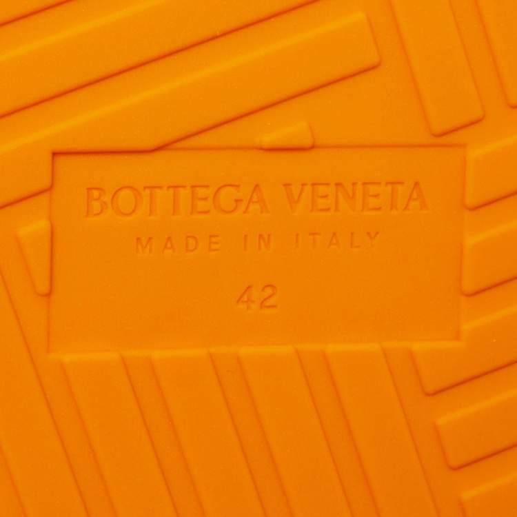 Pre Owned Bottega Veneta Orange Rubber Slides Size 42