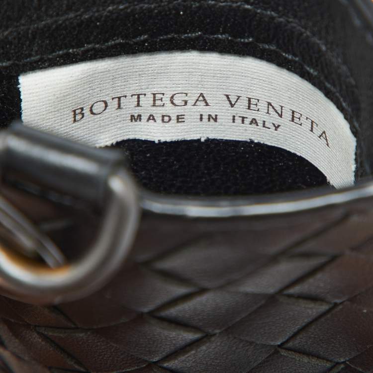 Pre Owned Bottega Veneta Black Intrecciato Leather Lanyard Card Holder