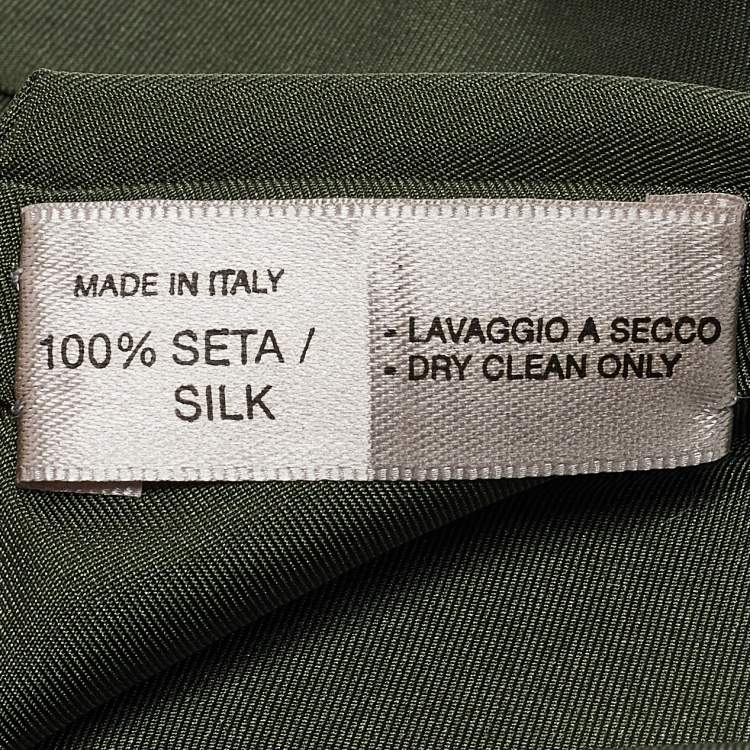 Pre Owned Bottega Veneta Green Needle Print Silk Classic Tie 