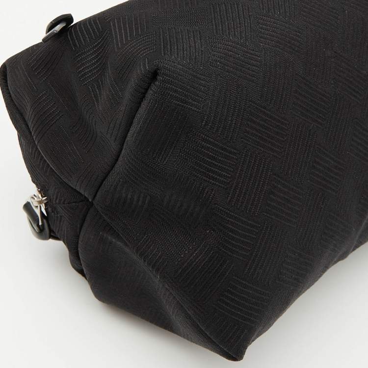 Pre Owned Bottega Veneta Black Fabric and Leather Travel Zip Pouch