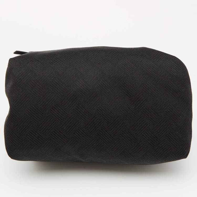 Pre Owned Bottega Veneta Black Fabric and Leather Travel Zip Pouch
