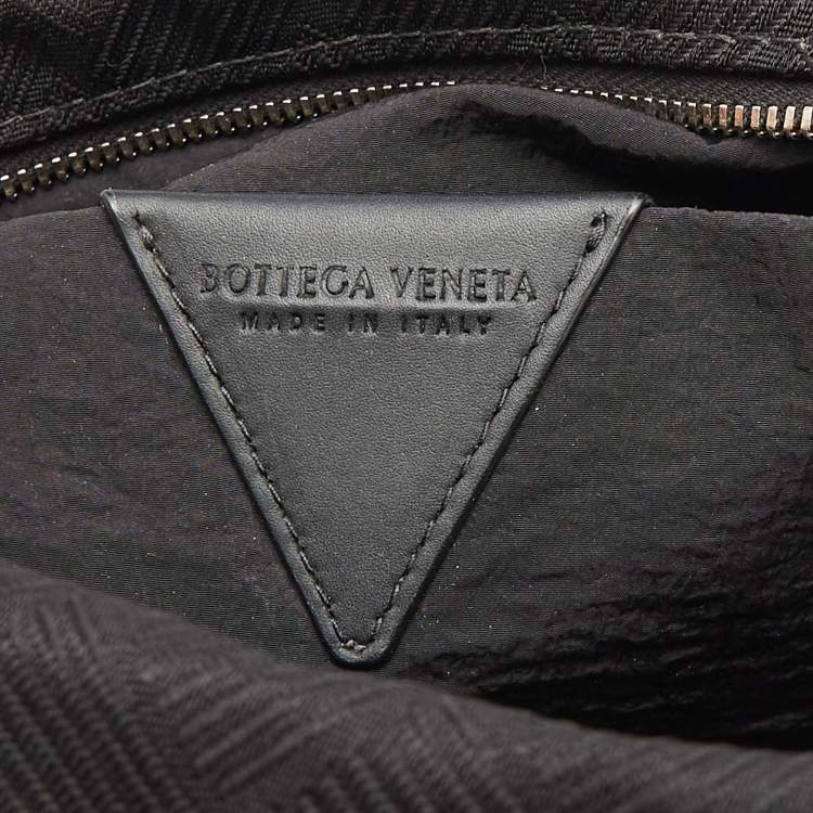 Pre Owned Bottega Veneta Black Fabric and Leather Travel Zip Pouch