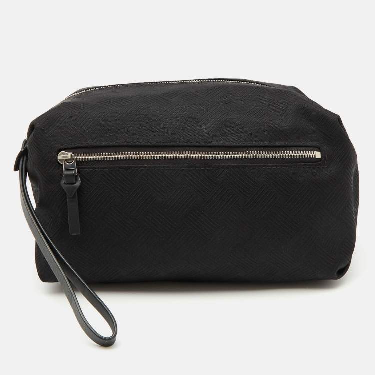 Pre Owned Bottega Veneta Black Fabric and Leather Travel Zip Pouch