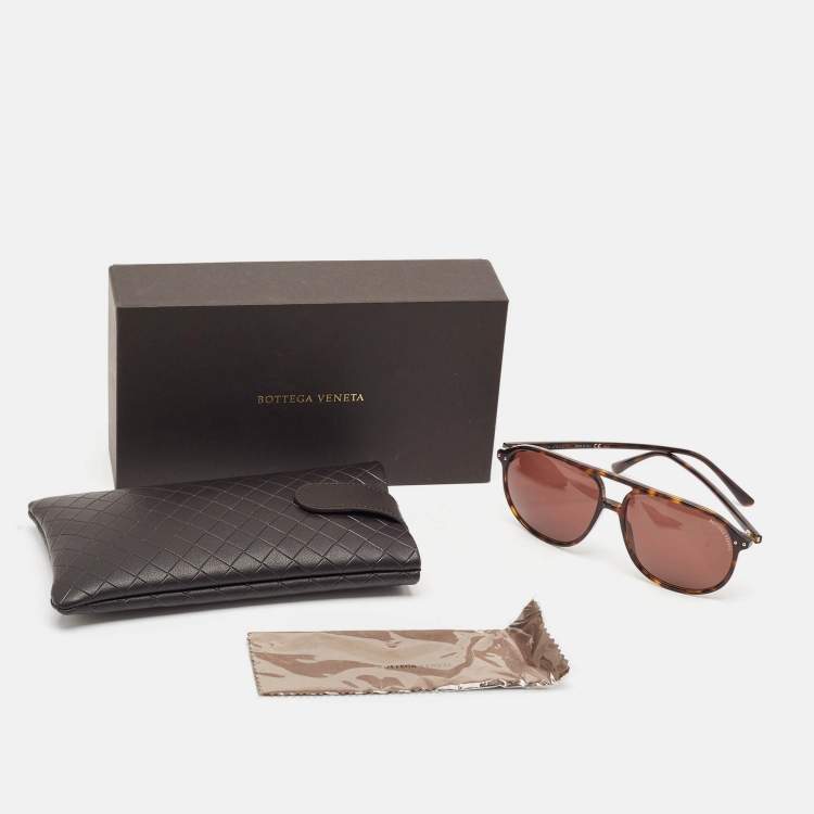 Pre Owned Bottega Veneta Dark Brown BV0224S Aviator Sunglasses