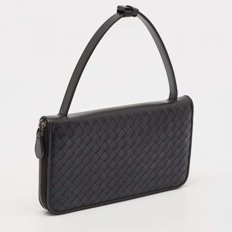Pre Owned Bottega Veneta Black Intrecciato Leather Travel Organizer 
