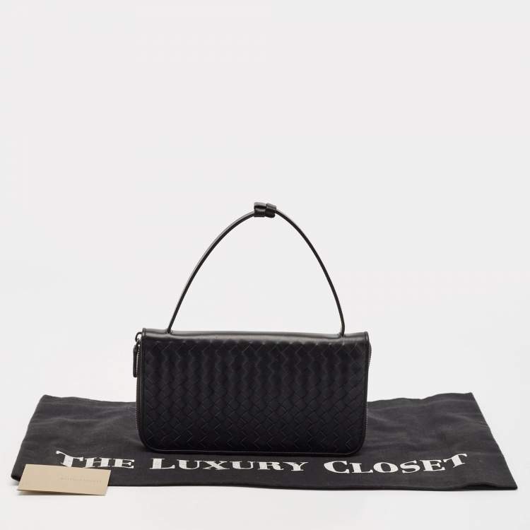 Pre Owned Bottega Veneta Black Intrecciato Leather Travel Organizer 