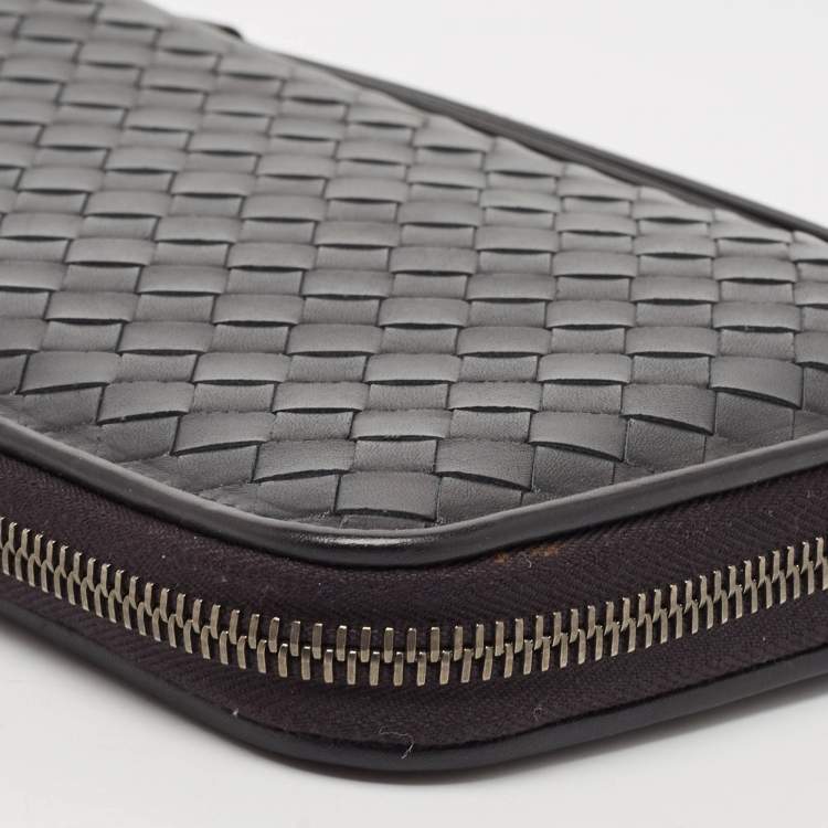 Pre Owned Bottega Veneta Black Intrecciato Leather Travel Organizer 