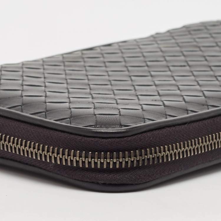 Pre Owned Bottega Veneta Black Intrecciato Leather Travel Organizer 