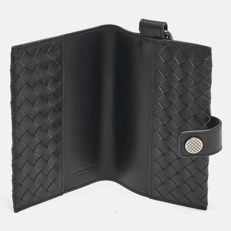 Pre Owned Bottega Veneta Black Intrecciato Leather Passport Holder
