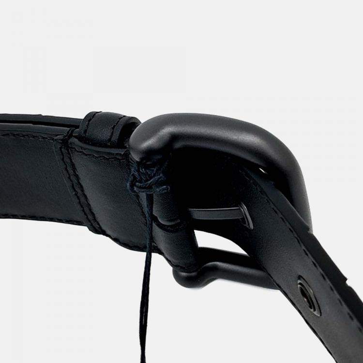 Pre Owned Bottega Veneta Black Leather Mesh Belt