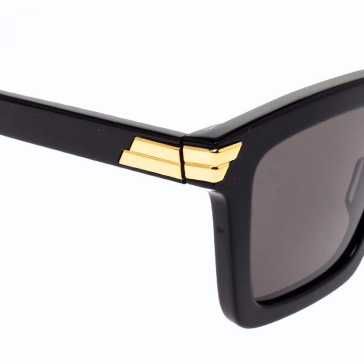 Pre Owned Bottega Veneta Black BV1005S Square Sunglasses